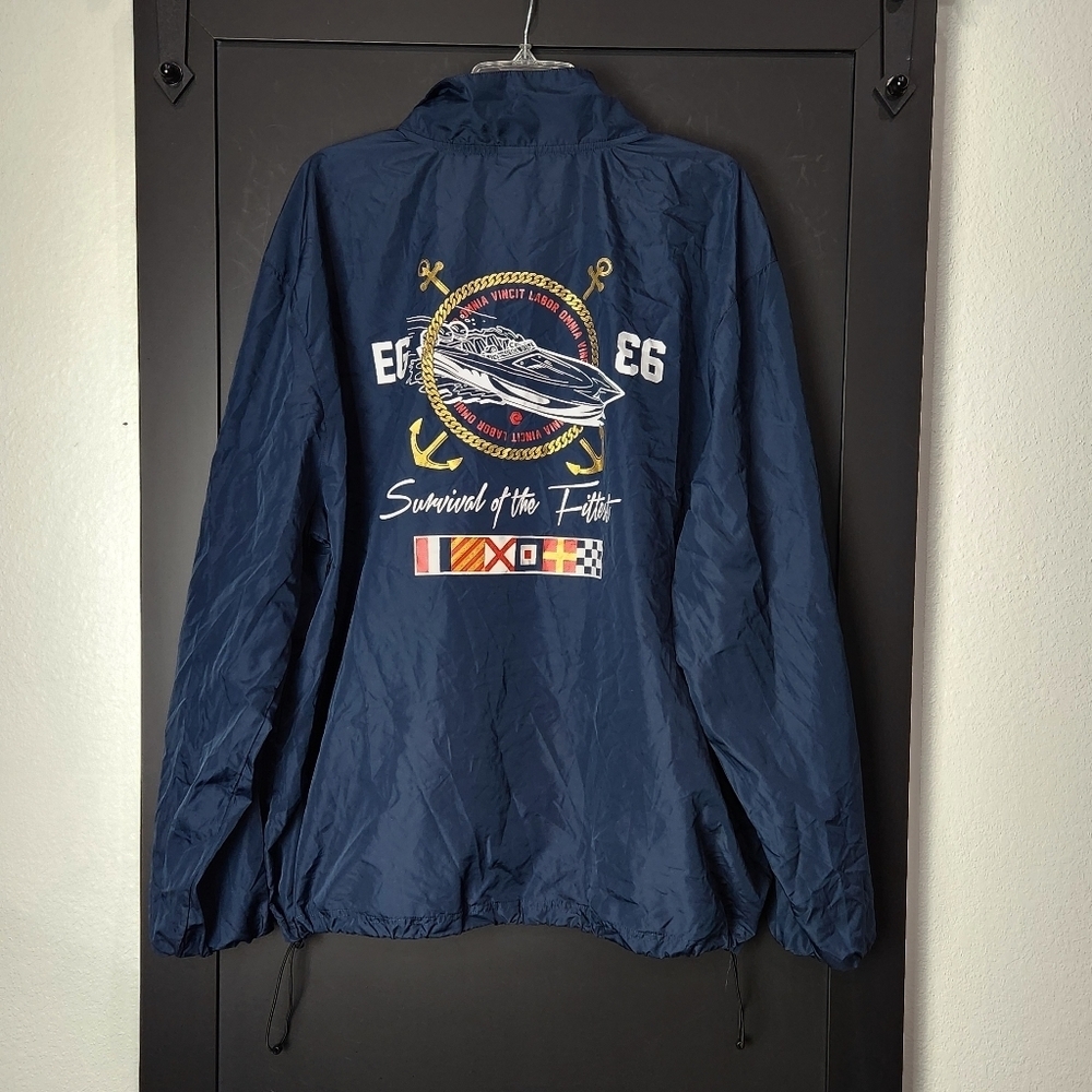 LABOR OMNIA VINCIT SURVIVAL OF THE FITTEST BOAT RACE WIND JACKET SIZE XL